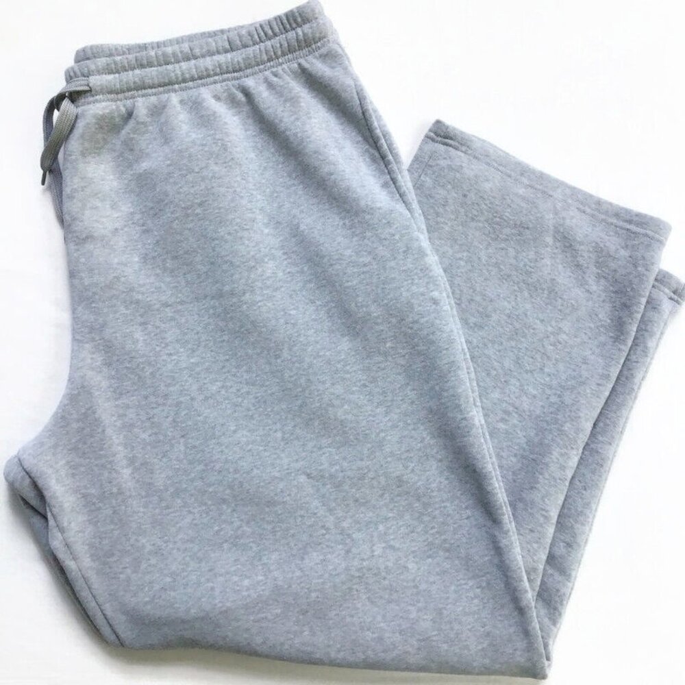 Leehanton Big & Tall Mens Sweatpants Sz 5XL Gray Fleece Elastic Waist Open Cuffs